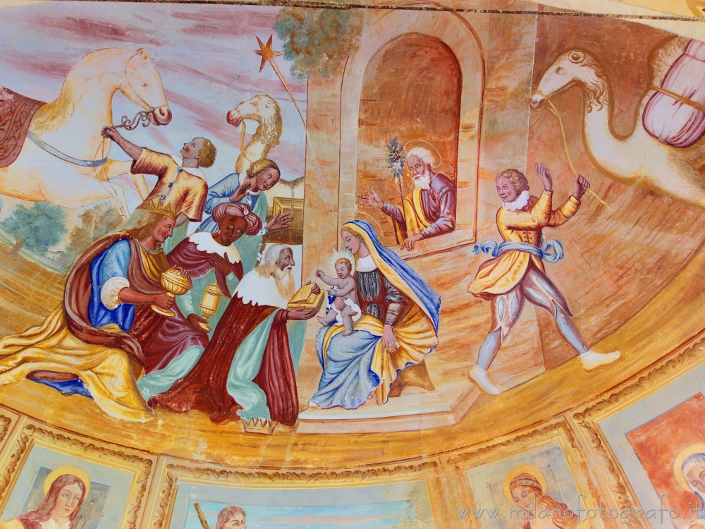 Andorno Micca (Biella, Italy) - Fresco of the Adoration of the Magi on the apsidal basin of the Chapel of the Hermit